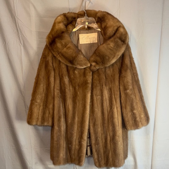 Vintage Mink Fur Coat 3/4 Sleeve Honey Brown vintage - Picture 3 of 15